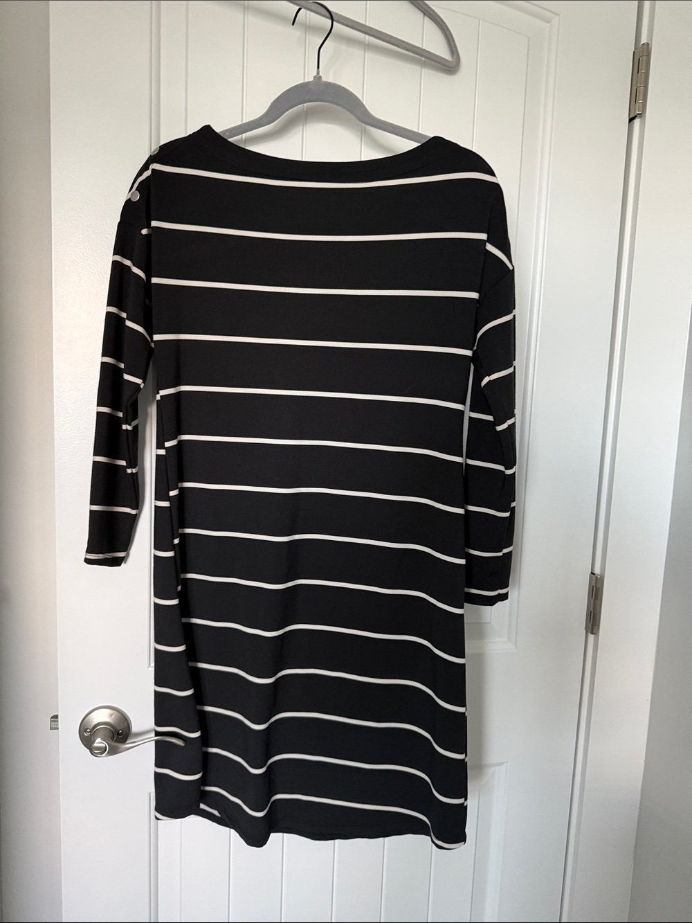 Maurices Black Midi Dress with White Stripes